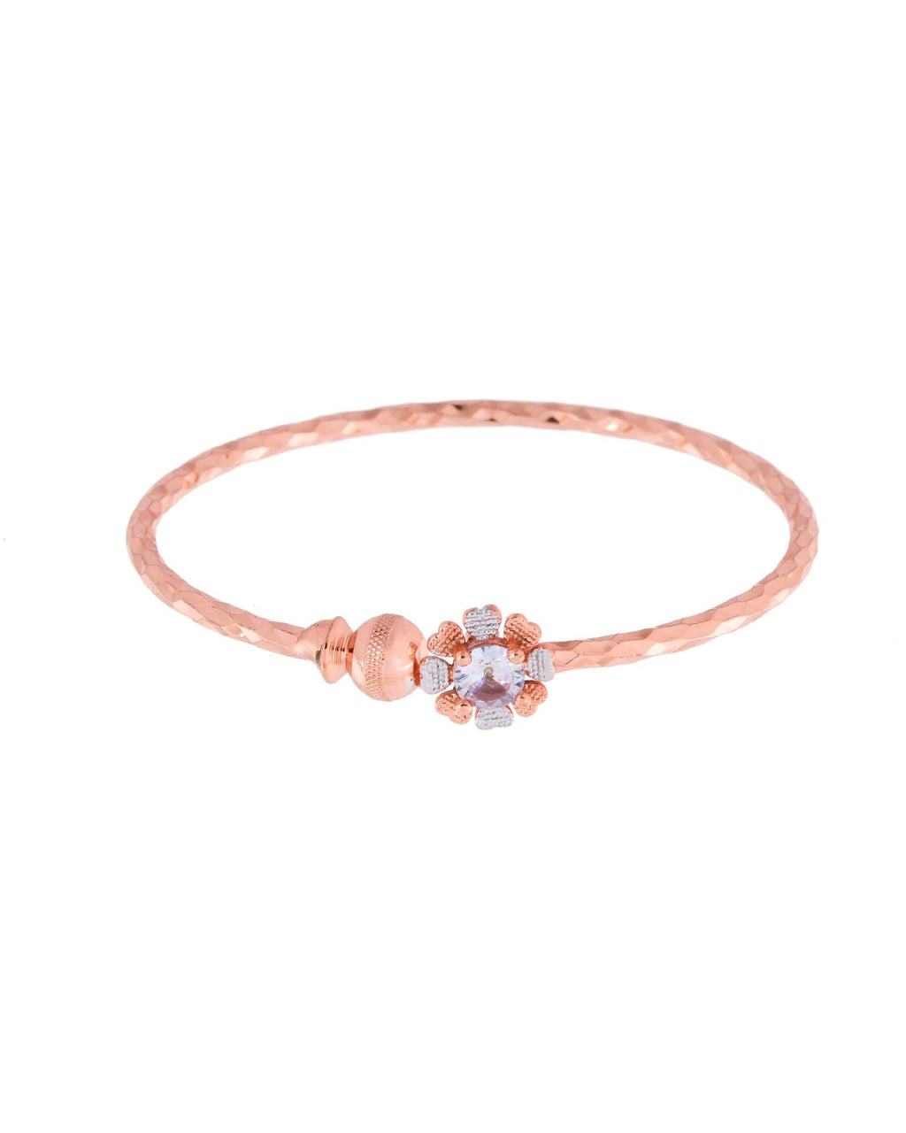 Jewels Nest Rose Gold Plated Floral Stone Bangles For Women | Elegant Daily Wear Pair