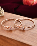 Jewels Nest Rose Gold Plated Floral Stone Bangles For Women | Elegant Daily Wear Pair