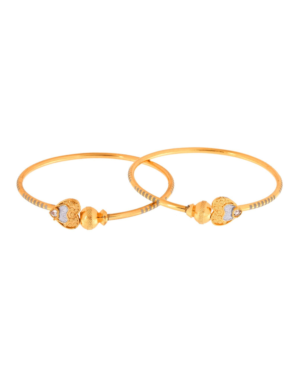 Jewels Nest Gold Finish Heart Motif Bangles For Women | Elegant Daily Wear Pair