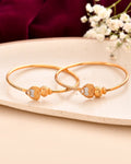 Jewels Nest Gold Finish Heart Motif Bangles For Women | Elegant Daily Wear Pair