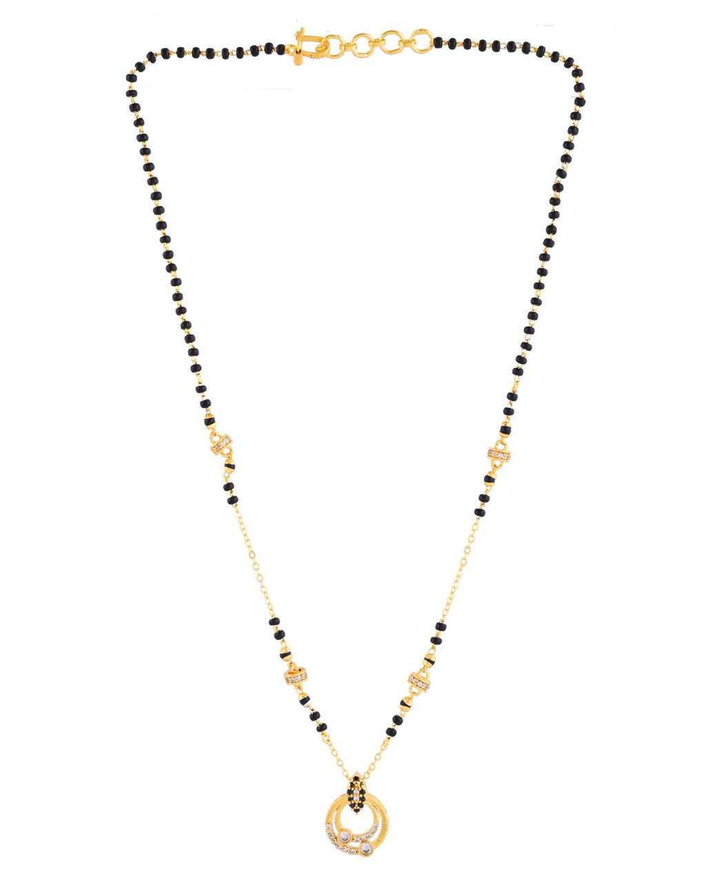 Jewels Nest Gold-Plated Black Beads Mangalsutra Necklace For Women