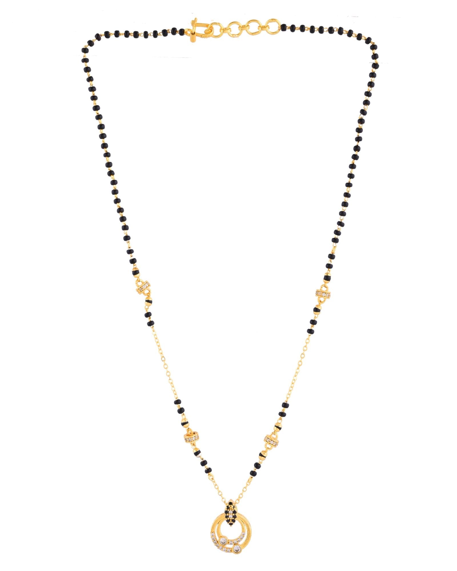 Jewels Nest Gold-Plated Black Beads Mangalsutra Necklace For Women