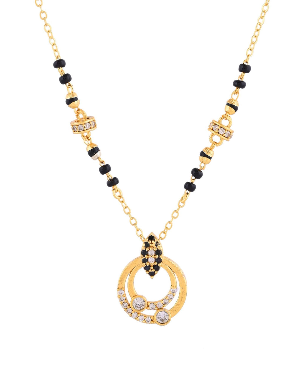 Jewels Nest Gold-Plated Black Beads Mangalsutra Necklace For Women