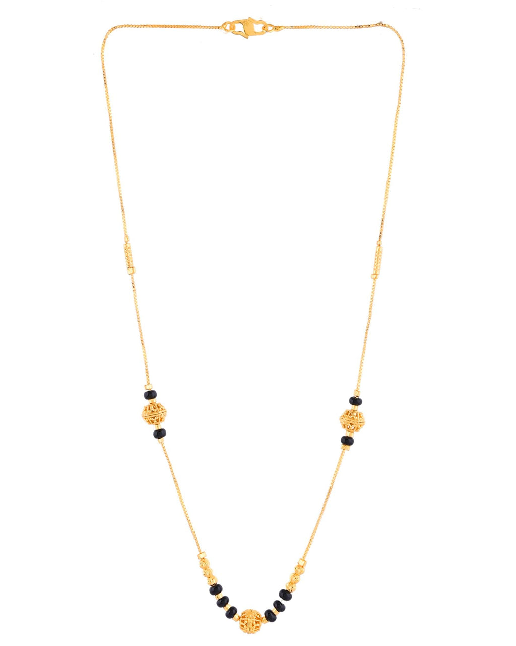 Jewels Nest Elegant Gold-Plated Black Beads Mangalsutra Necklace