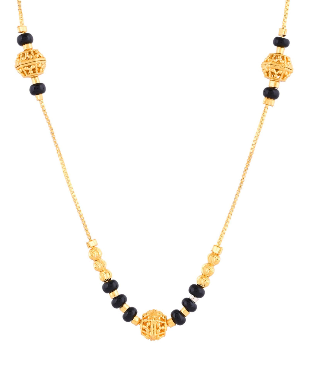 Jewels Nest Elegant Gold-Plated Black Beads Mangalsutra Necklace