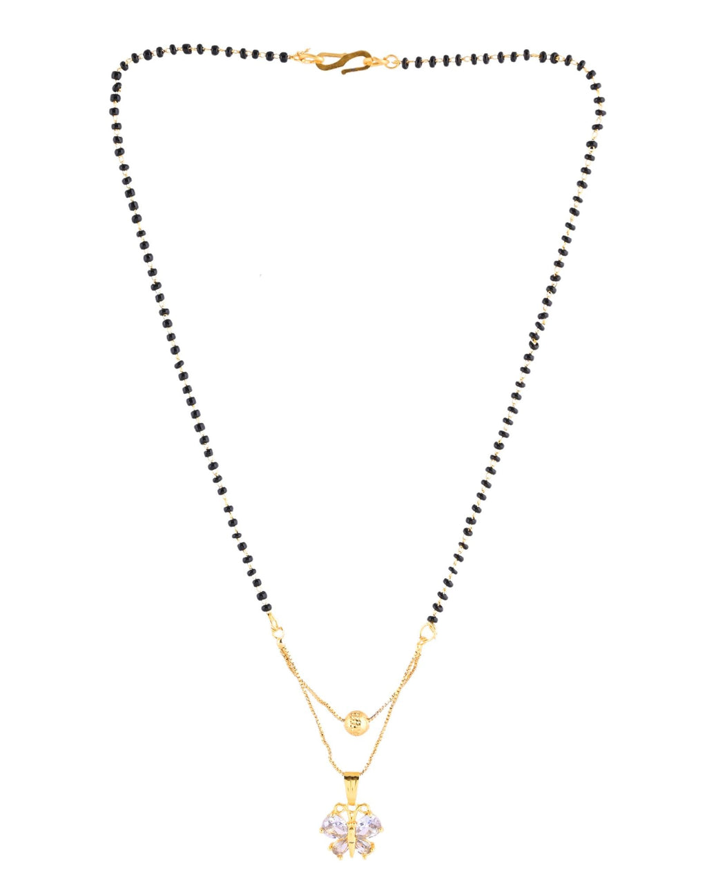 Jewels Nest Gold-Plated Butterfly Pendant Mangalsutra For Women