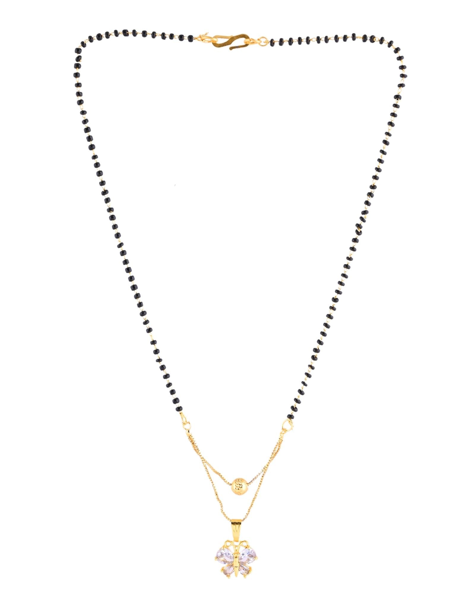 Jewels Nest Gold-Plated Butterfly Pendant Mangalsutra For Women