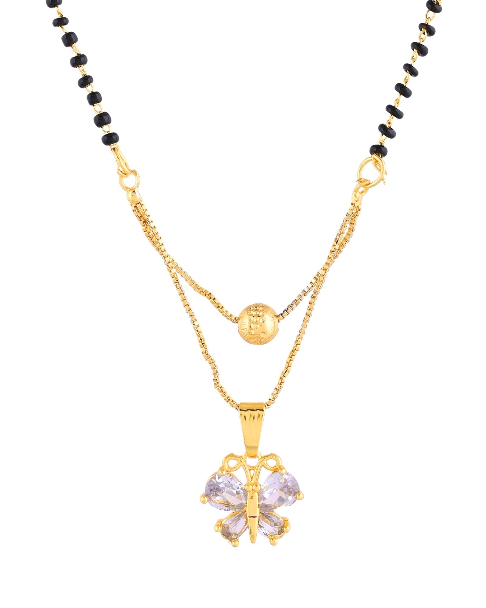 Jewels Nest Gold-Plated Butterfly Pendant Mangalsutra For Women