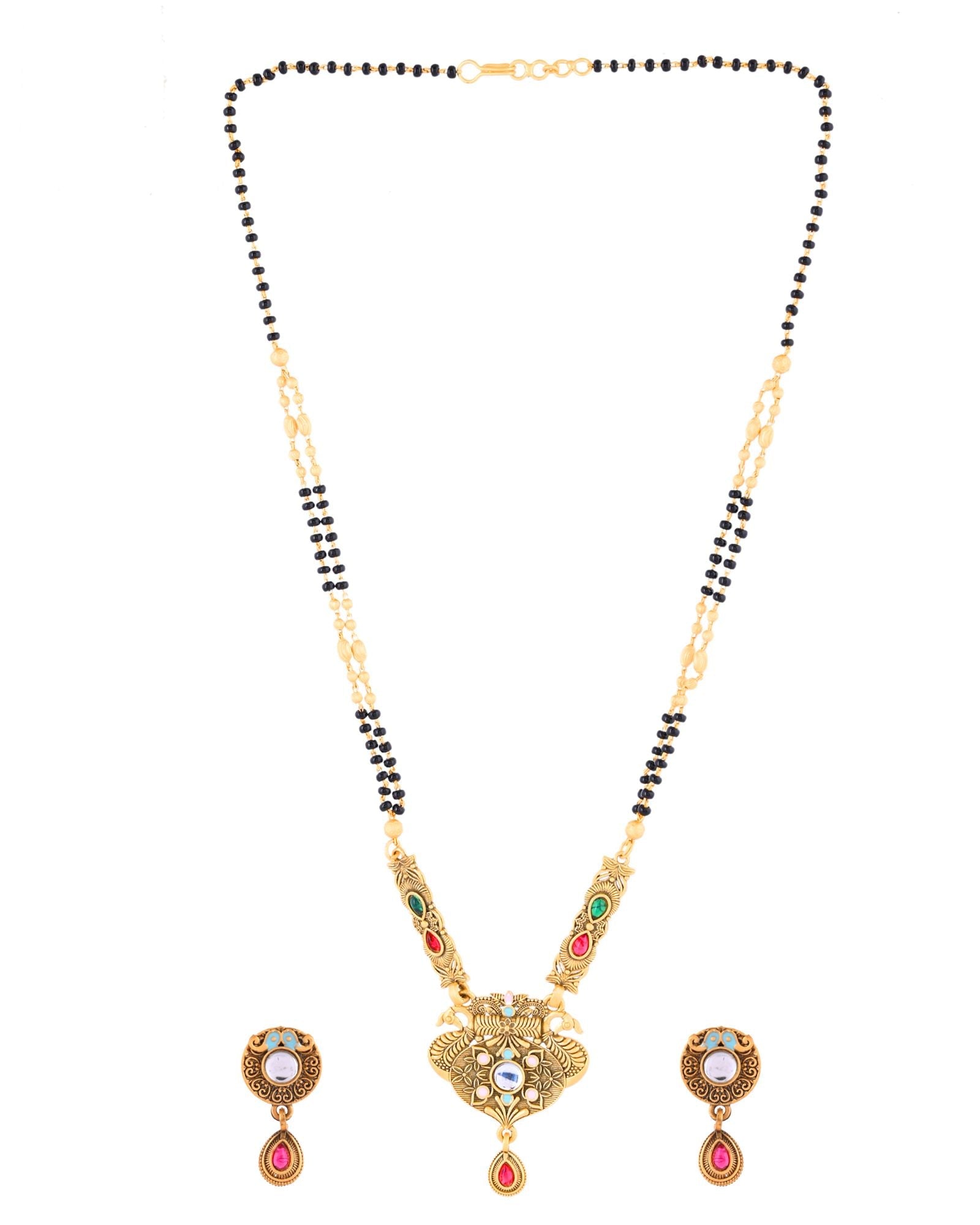 Jewels Nest Traditional Gold-Plated Kundan Mangalsutra Set For Women