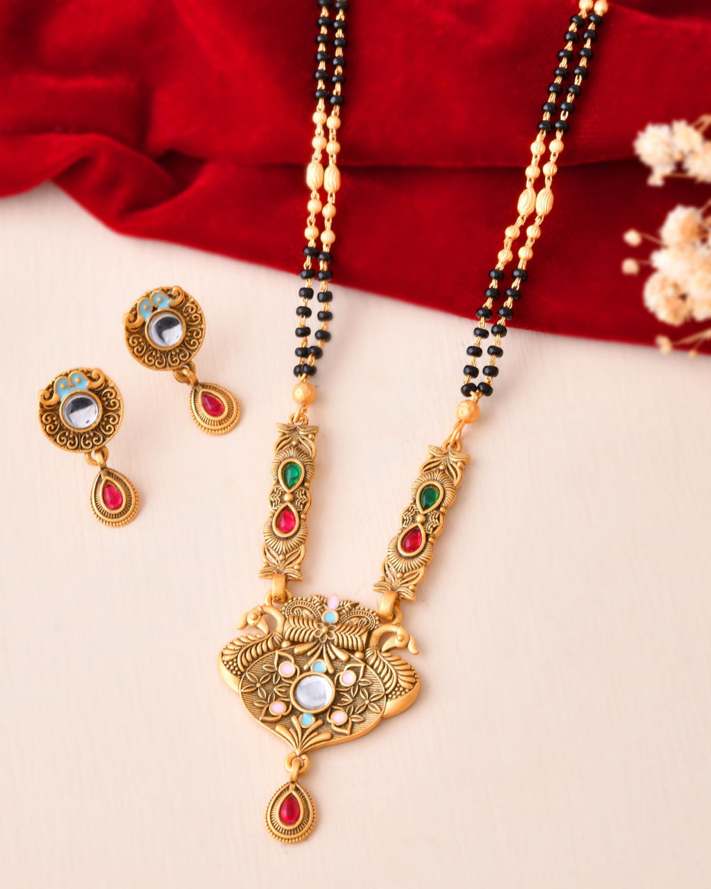 Jewels Nest Traditional Gold-Plated Kundan Mangalsutra Set For Women