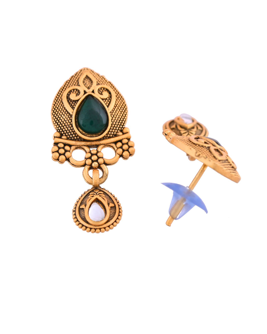 Jewels Nest Antique Gold-Plated Green Stone Mangalsutra Set For Women