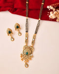 Jewels Nest Antique Gold-Plated Green Stone Mangalsutra Set For Women