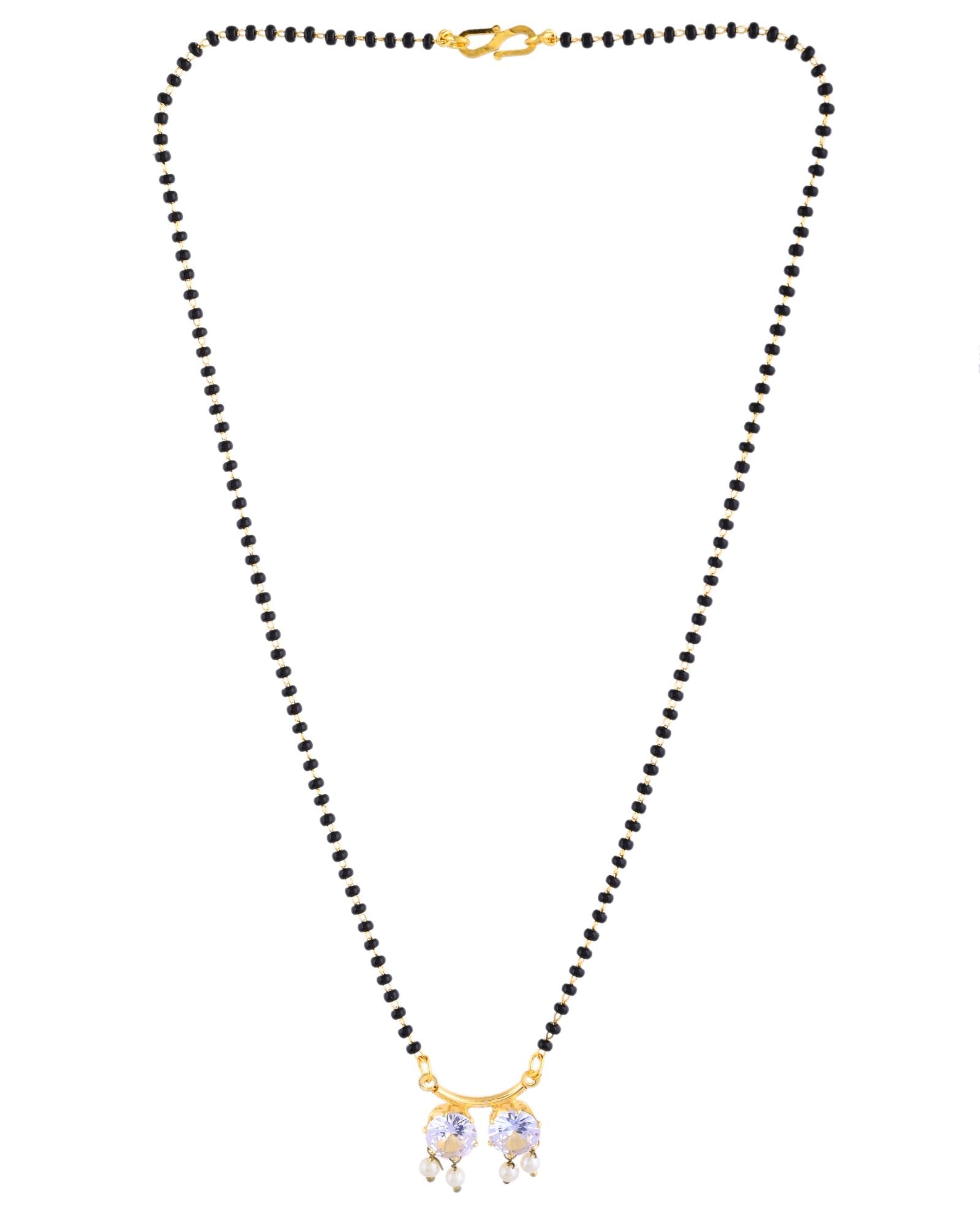 Jewels Nest Minimal Gold-Plated White Stone Mangalsutra For Women