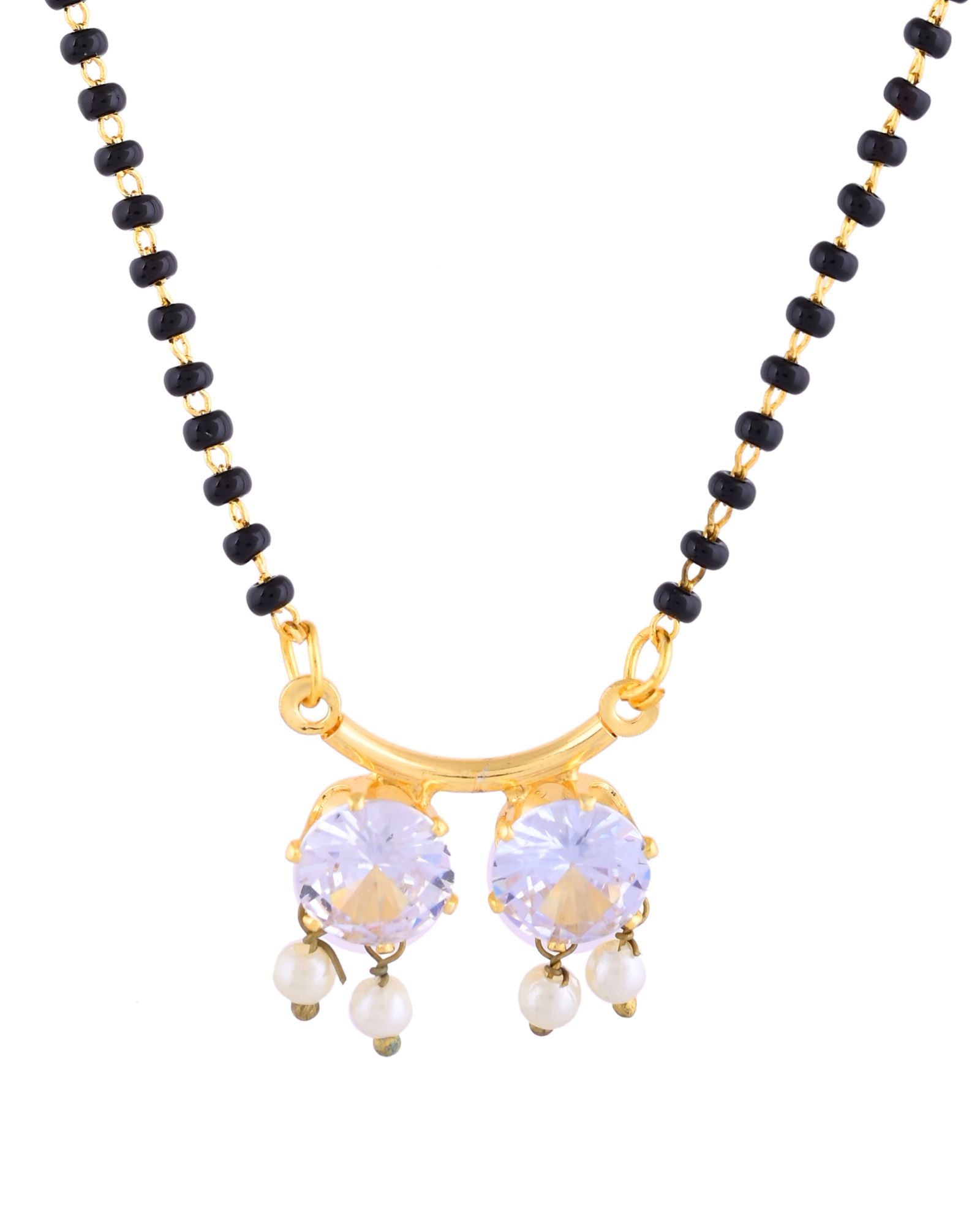 Jewels Nest Minimal Gold-Plated White Stone Mangalsutra For Women