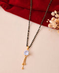Jewels Nest Classic Gold-Tone White Stone Mangalsutra With Single Drop Tassel Pendant
