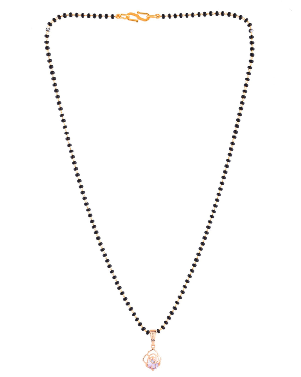 Jewels Nest Gold-Tone Cz Mangalsutra Pendant Necklace For Women