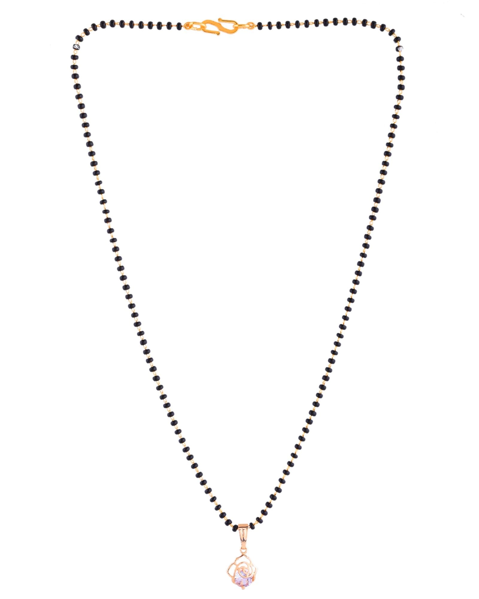Jewels Nest Gold-Tone Cz Mangalsutra Pendant Necklace For Women
