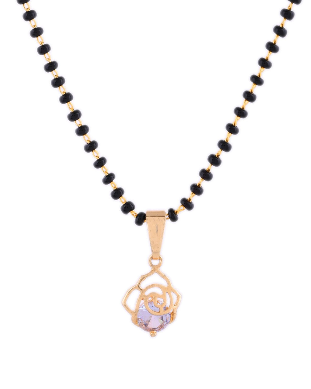 Jewels Nest Gold-Tone Cz Mangalsutra Pendant Necklace For Women