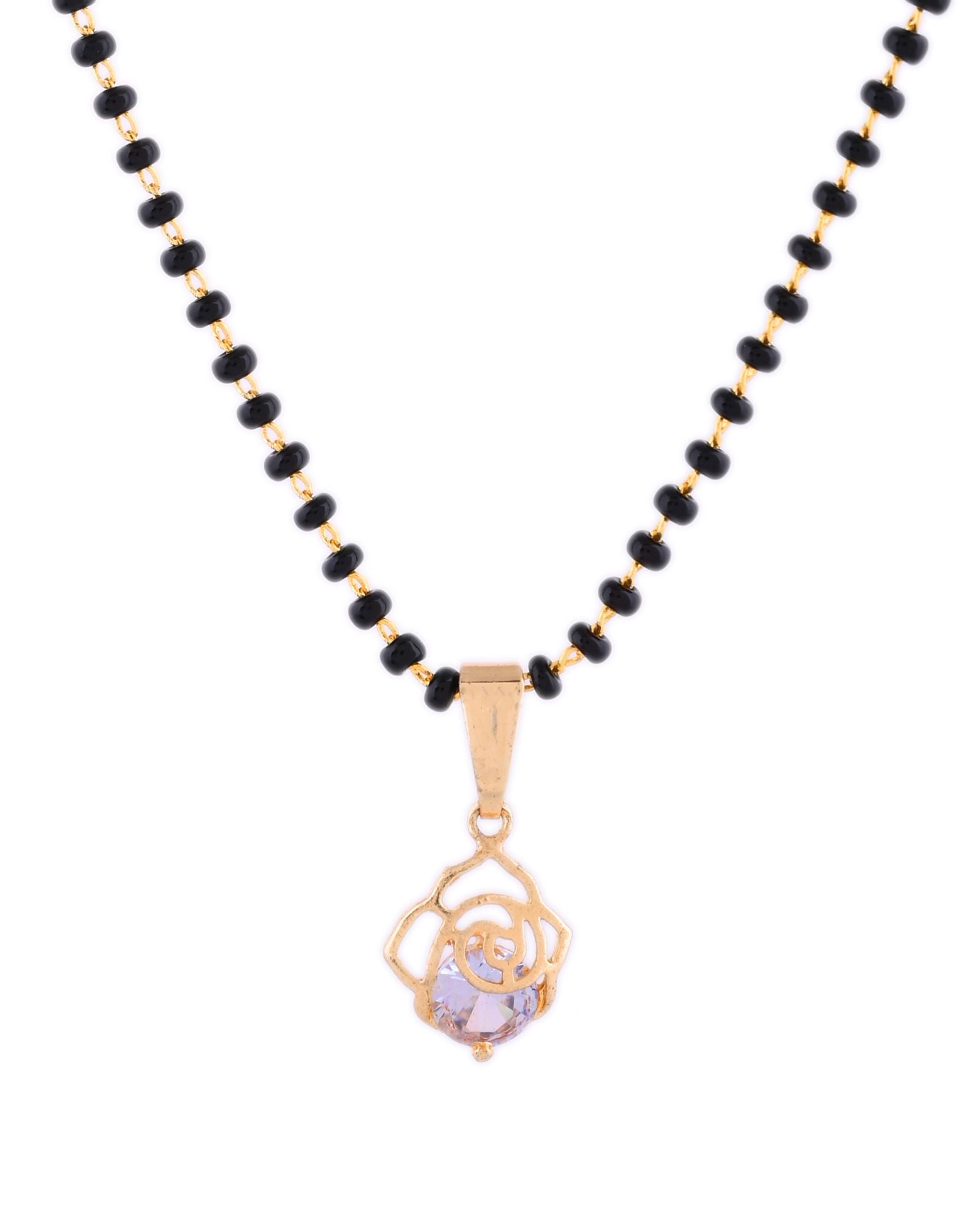 Jewels Nest Gold-Tone Cz Mangalsutra Pendant Necklace For Women
