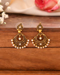 Jewels Nest Gold-Tone Oxidised Pearl Drop Chandbali Earrings