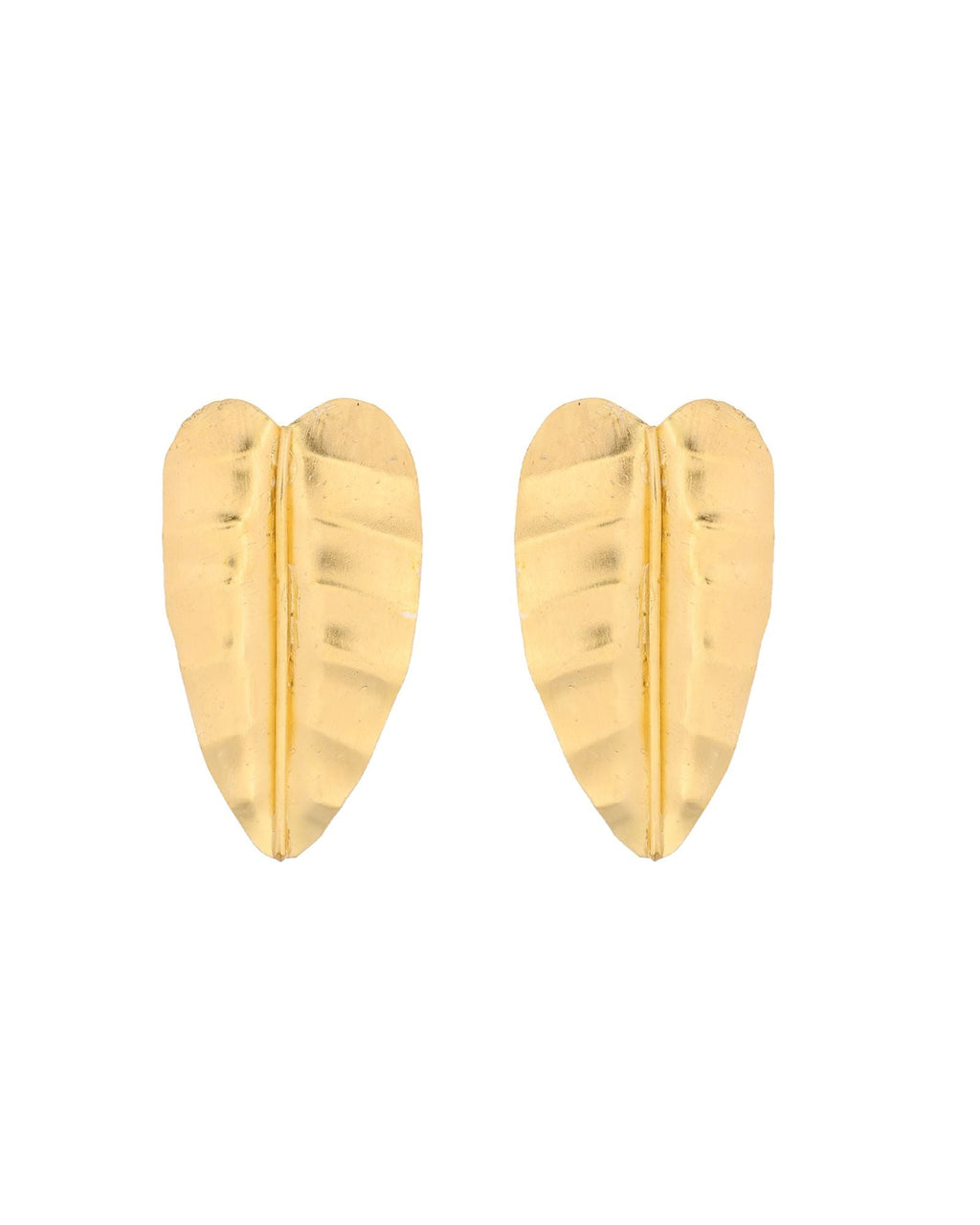 Jewels Nest Gold Leaf Textured Statement Stud Earrings For Women