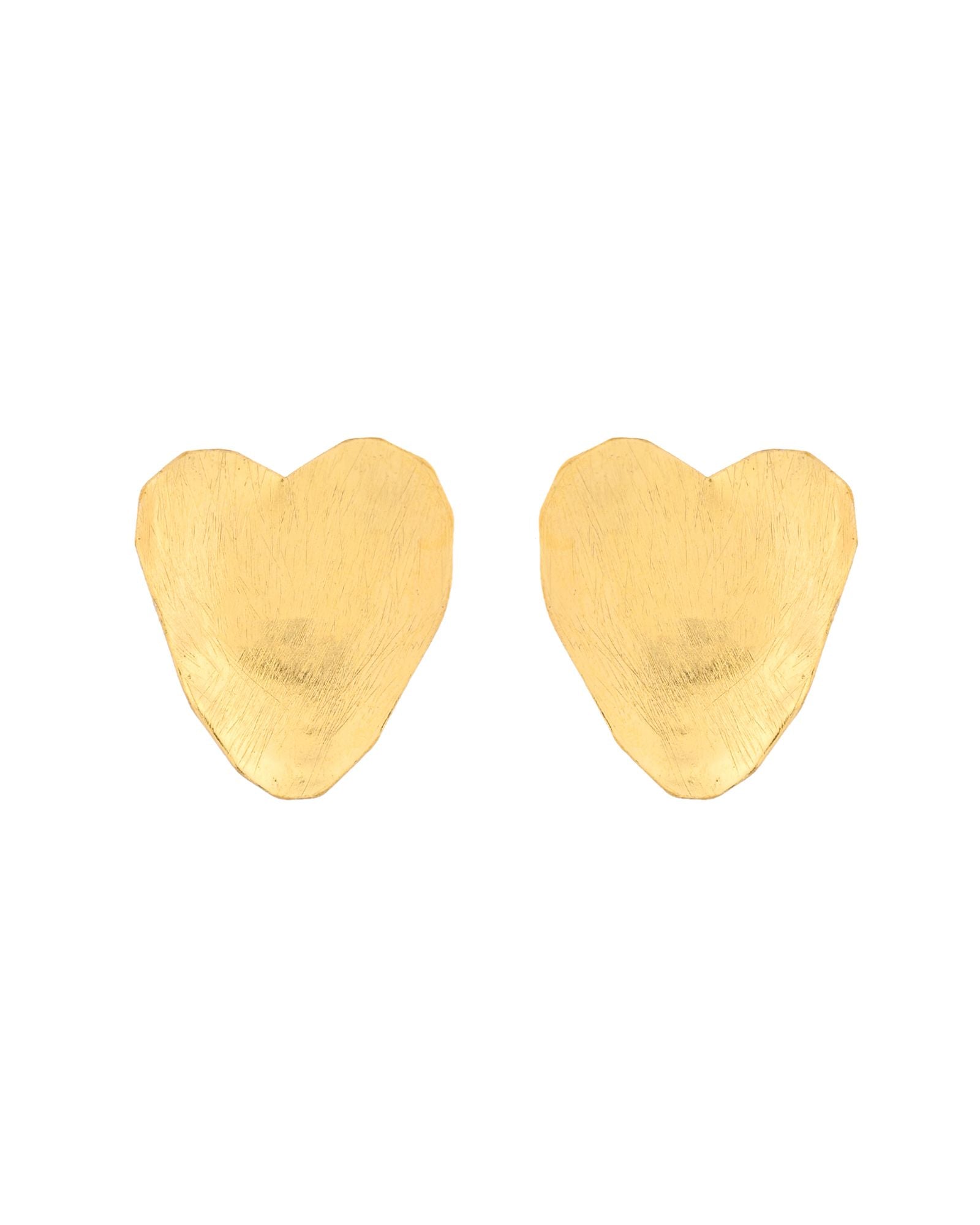 Jewels Nest Gold-Tone Heart-Shaped Minimal Stud Earrings For Women