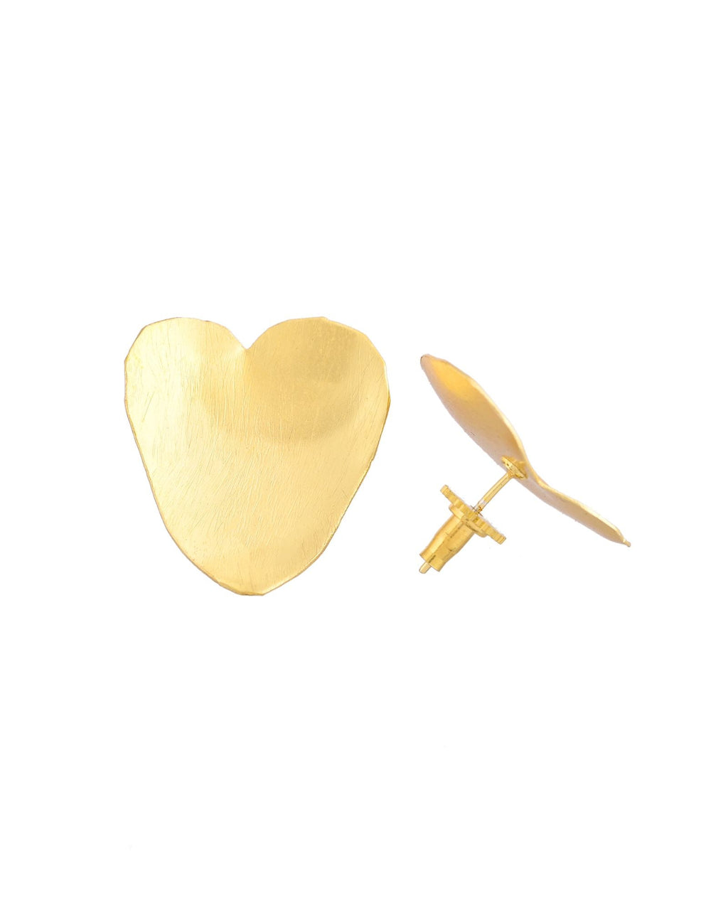 Jewels Nest Gold-Tone Heart-Shaped Minimal Stud Earrings For Women