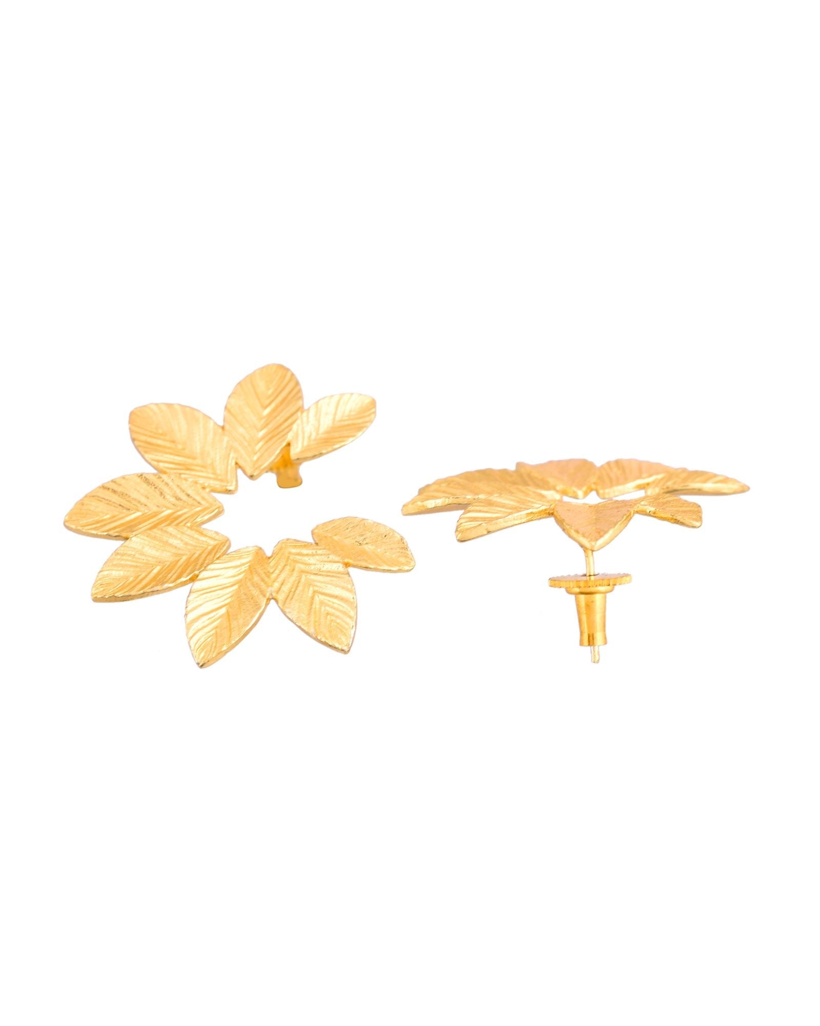 Jewels Nest Gold-Tone Leaf Wreath Stud Earrings For Women