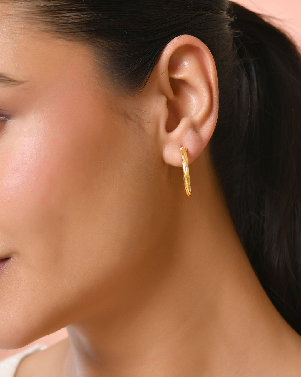 Jewels Nest Gold-Tone Twisted Hoop Earrings For Women