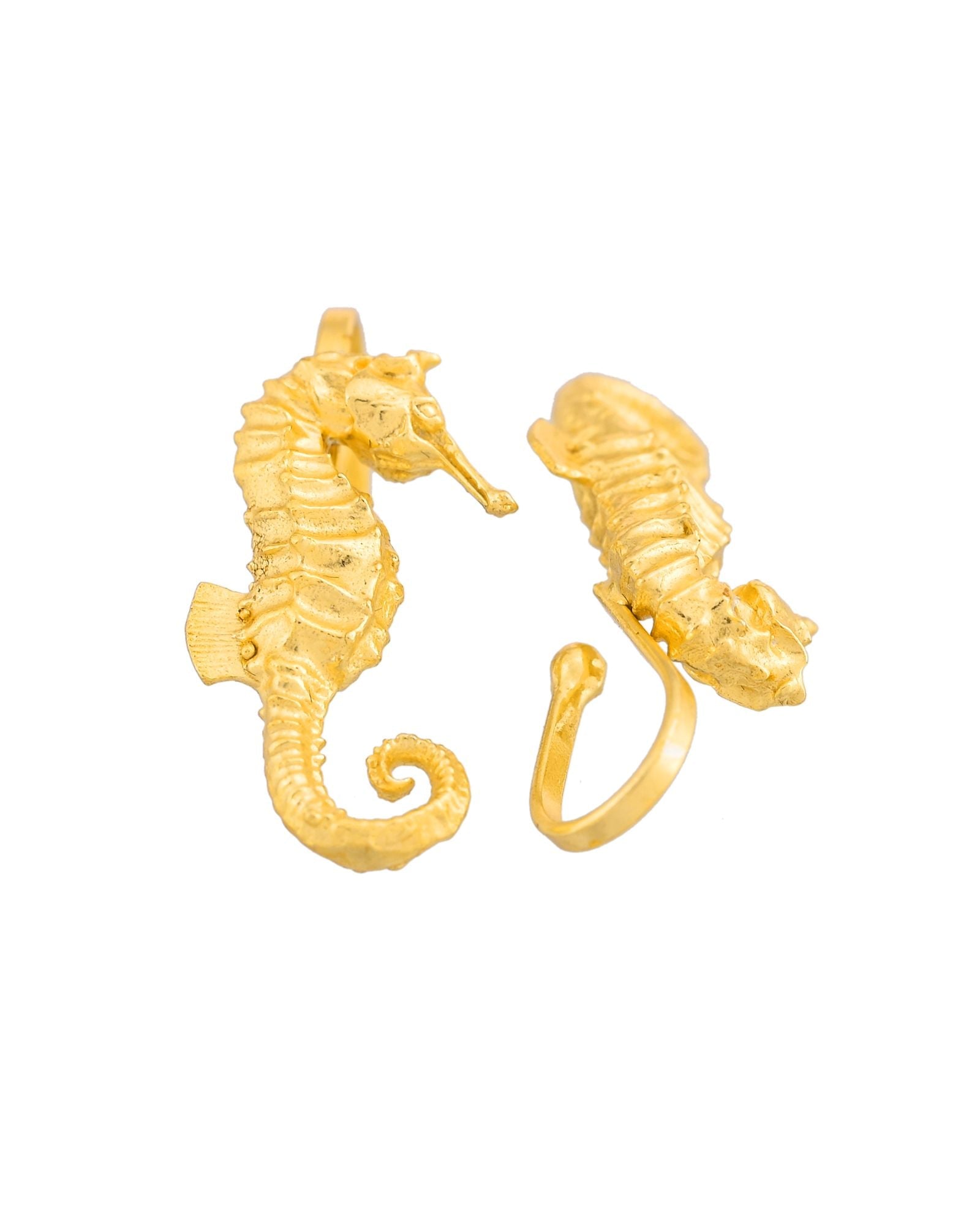 Jewels Nest Gold-Tone Seahorse Ear Cuff Earrings For Women