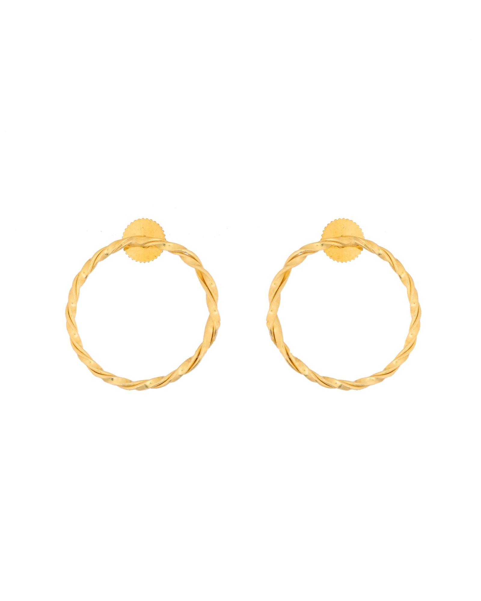 Jewels Nest Gold-Tone Twisted Hoop Earrings For Women | Minimal Everyday Jewellery