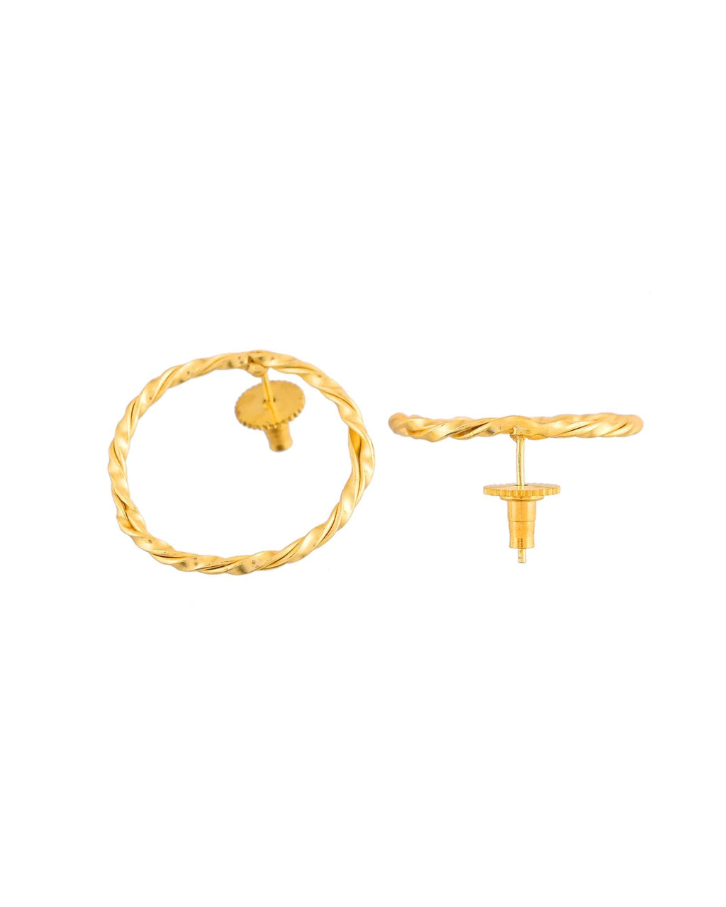 Jewels Nest Gold-Tone Twisted Hoop Earrings For Women | Minimal Everyday Jewellery