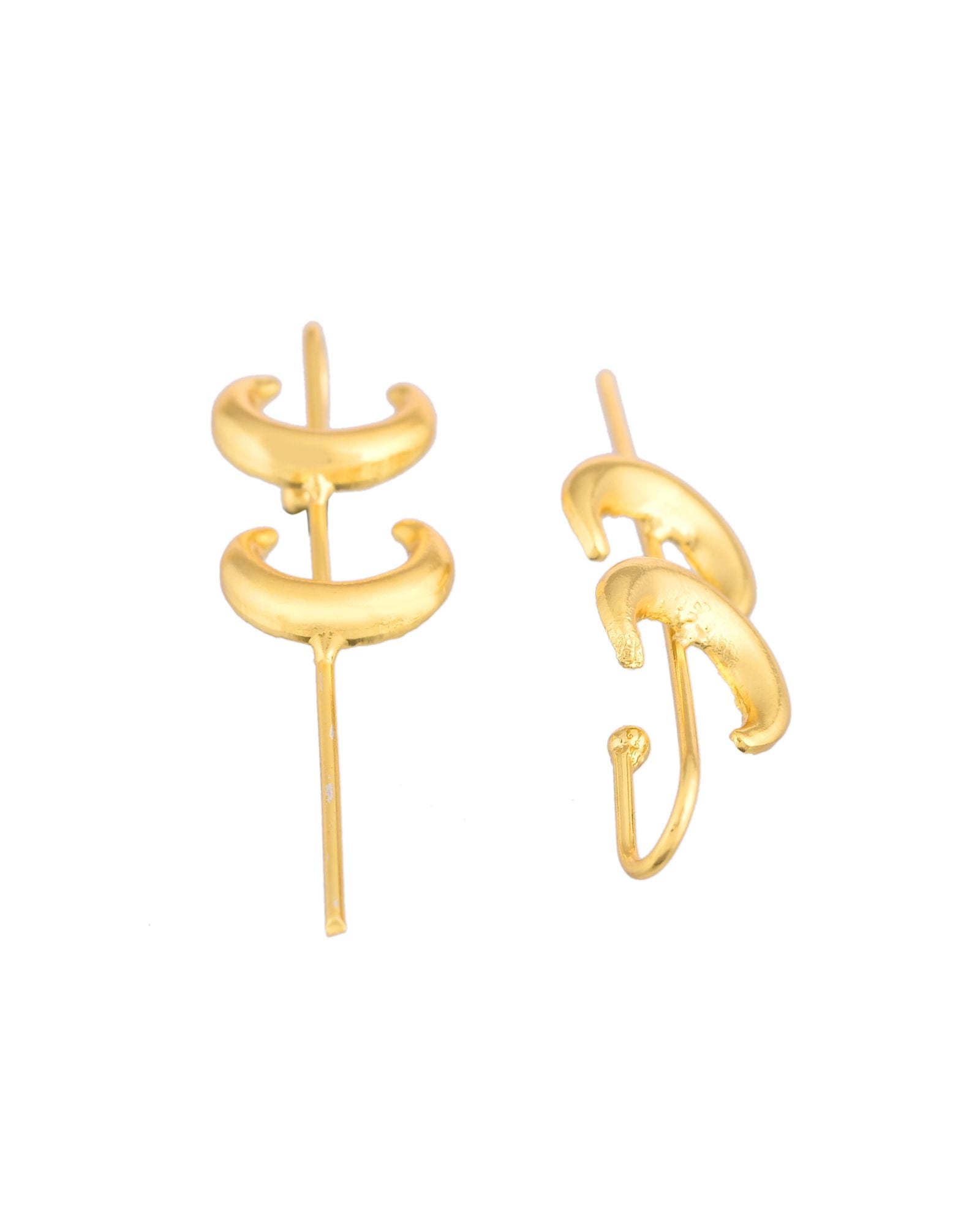 Jewels Nest Gold-Tone Crescent Ear Cuff Earrings For Women | Modern Minimal Statement Jewellery