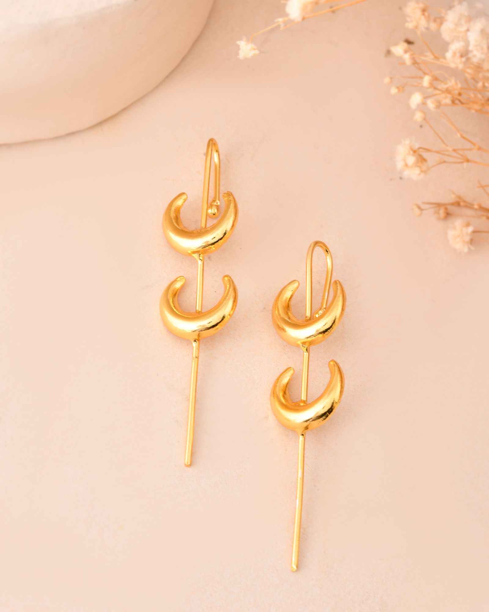 Jewels Nest Gold-Tone Crescent Ear Cuff Earrings For Women | Modern Minimal Statement Jewellery