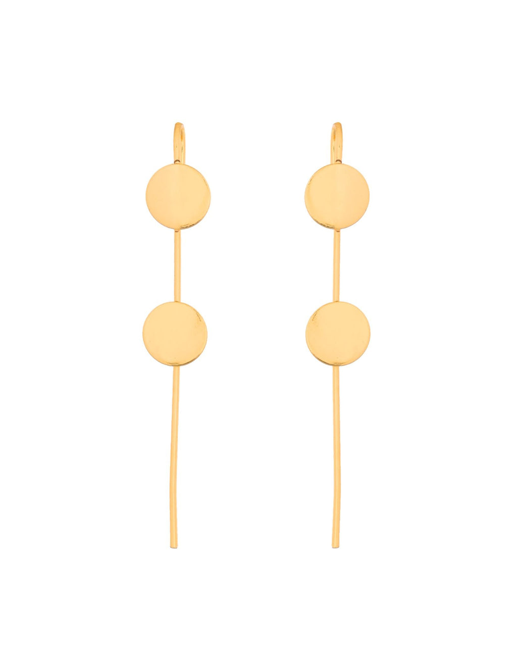 Jewels Nest Gold-Tone Dual Disc Ear Cuff Earrings For Women | Modern Minimal Statement Jewellery