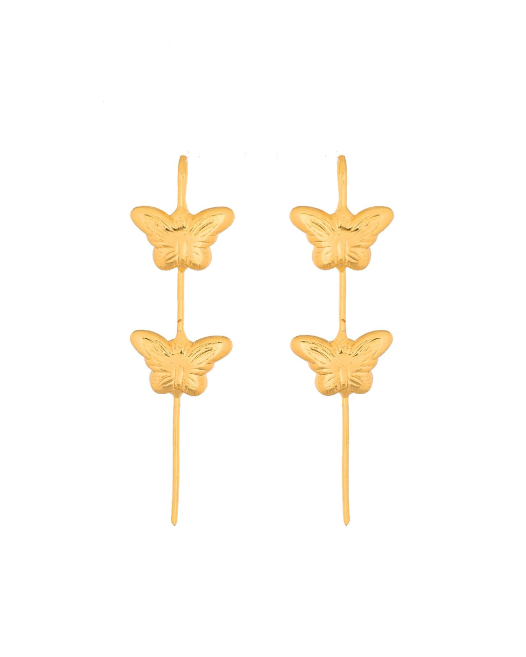 Jewels Nest Gold-Tone Butterfly Motif Linear Drop Earrings For Women | Minimal Elegant Jewellery