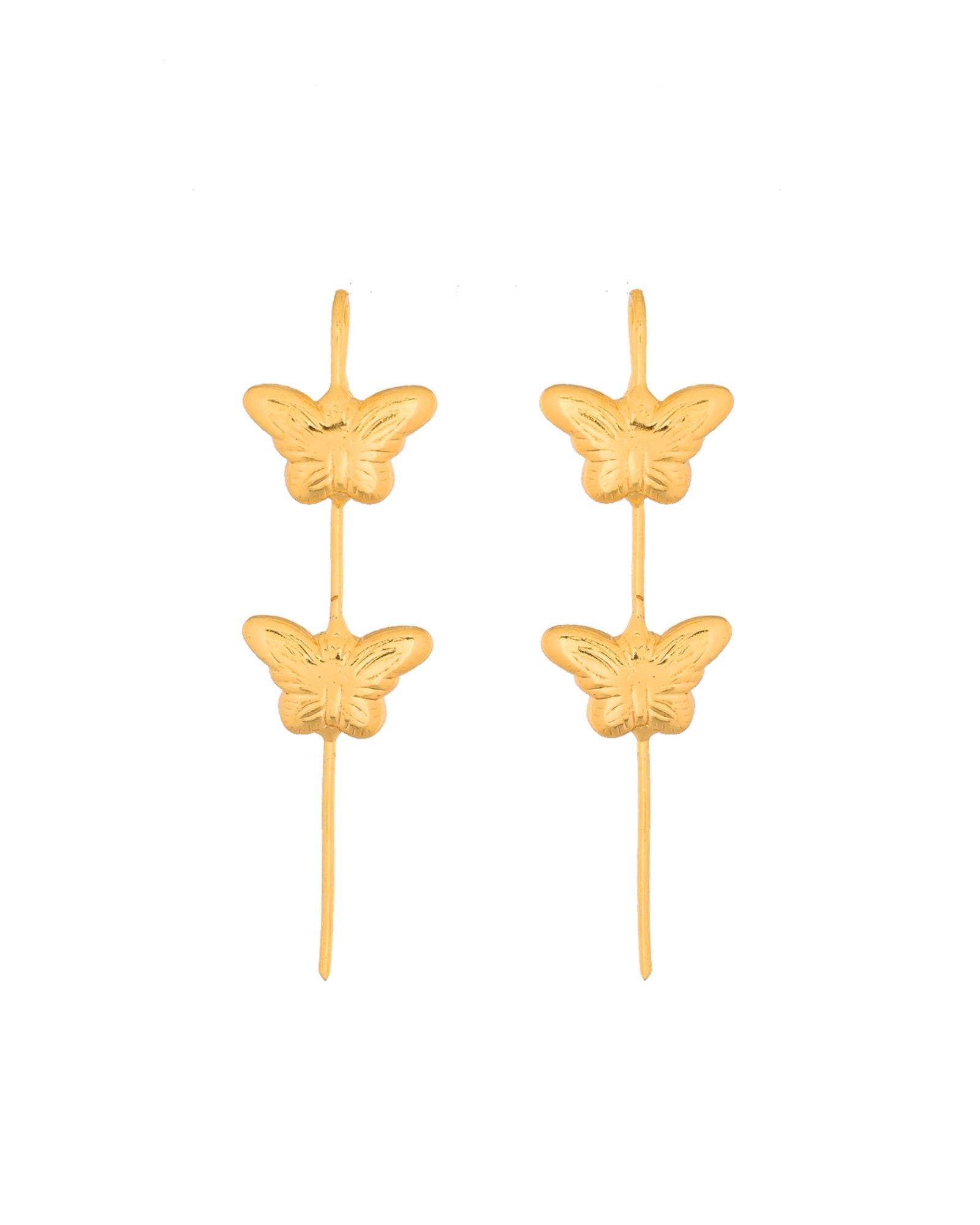 Jewels Nest Gold-Tone Butterfly Motif Linear Drop Earrings For Women | Minimal Elegant Jewellery