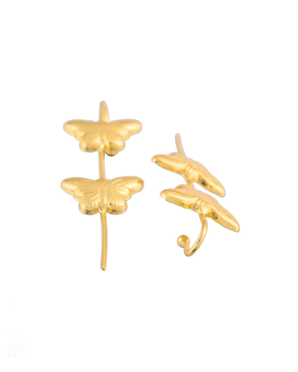 Jewels Nest Gold-Tone Butterfly Motif Linear Drop Earrings For Women | Minimal Elegant Jewellery