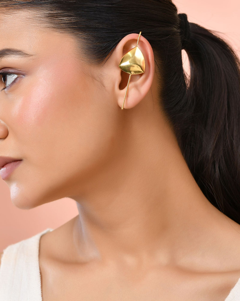 Jewels Nest Gold-Tone Abstract Leaf Linear Drop Earrings For Women | Minimal Modern Jewellery