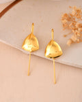Jewels Nest Gold-Tone Abstract Leaf Linear Drop Earrings For Women | Minimal Modern Jewellery