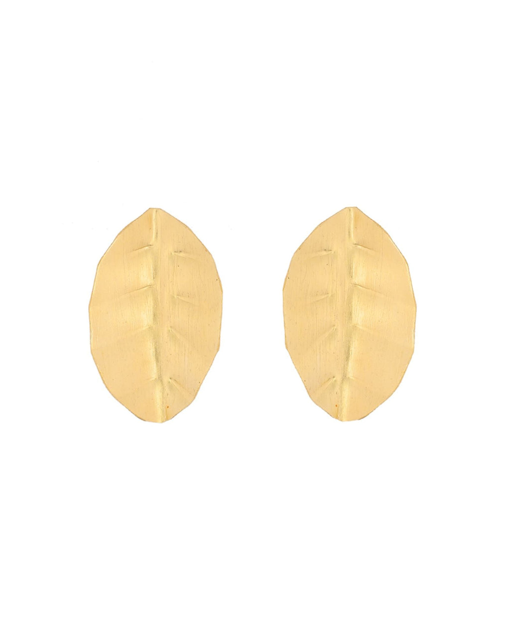 Jewels Nest Gold-Tone Textured Leaf Stud Earrings For Women | Minimal Modern Jewellery