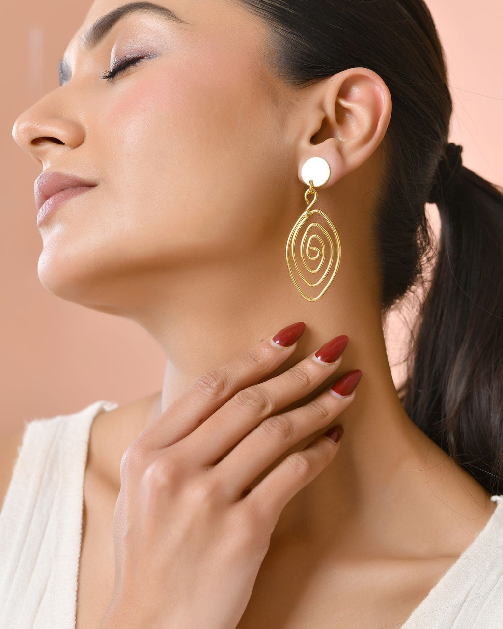 Jewels Nest Gold-Tone Spiral Drop Earrings For Women