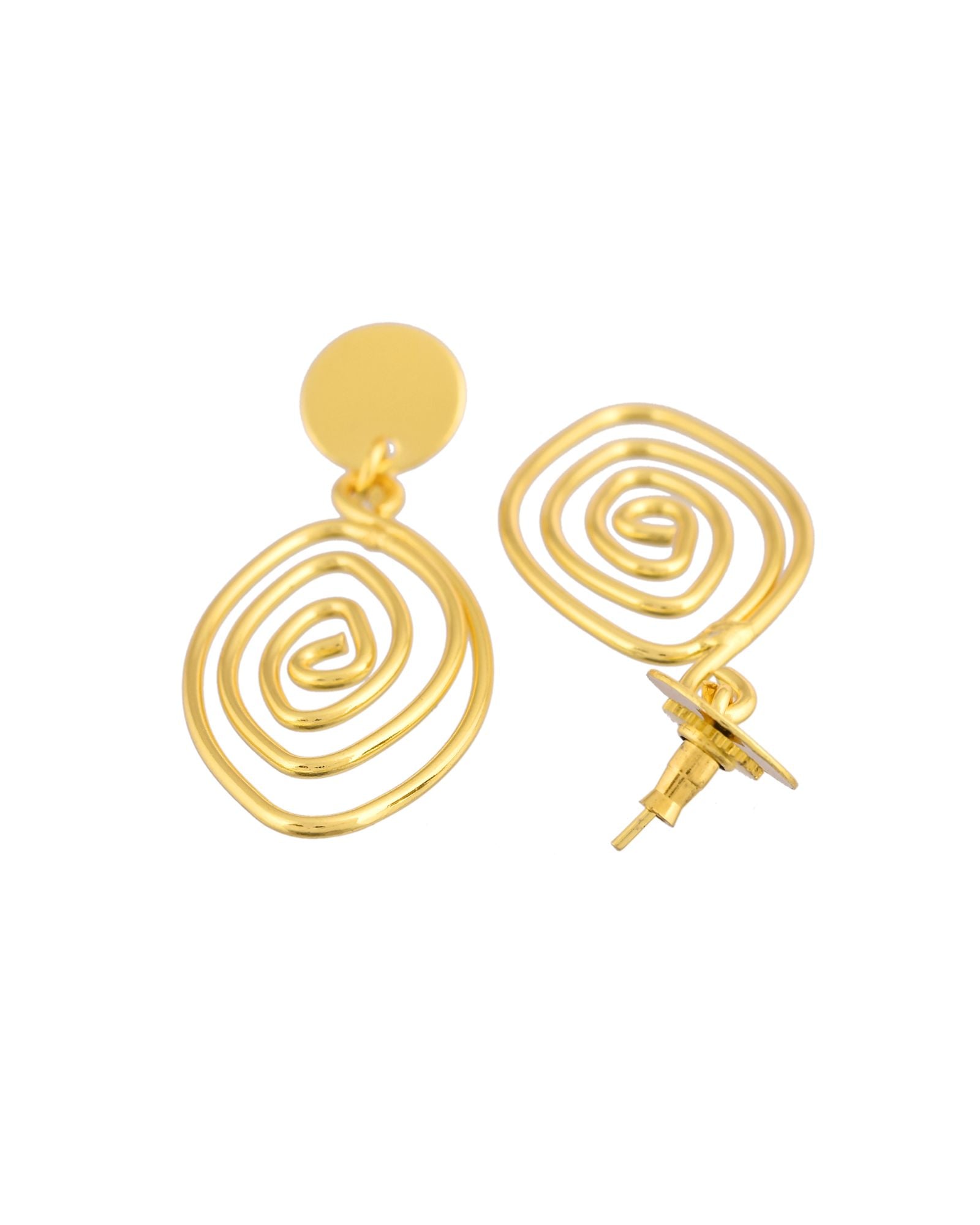 Jewels Nest Gold-Tone Spiral Drop Earrings For Women