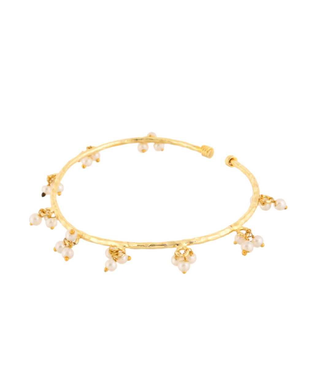 Jewels Nest Gold-Tone Pearl Charm Adjustable Kada Bracelet For Women
