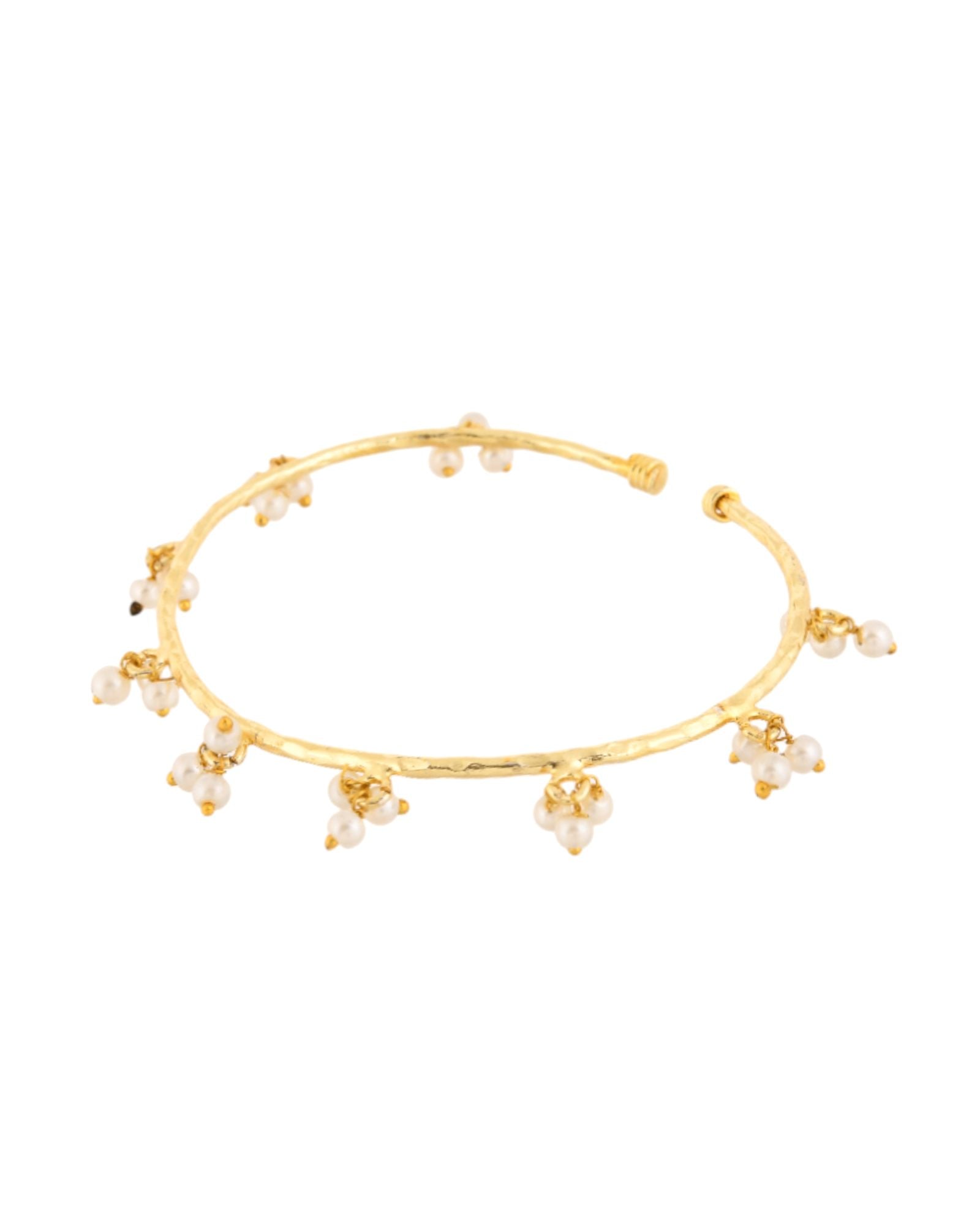 Jewels Nest Gold-Tone Pearl Charm Adjustable Kada Bracelet For Women
