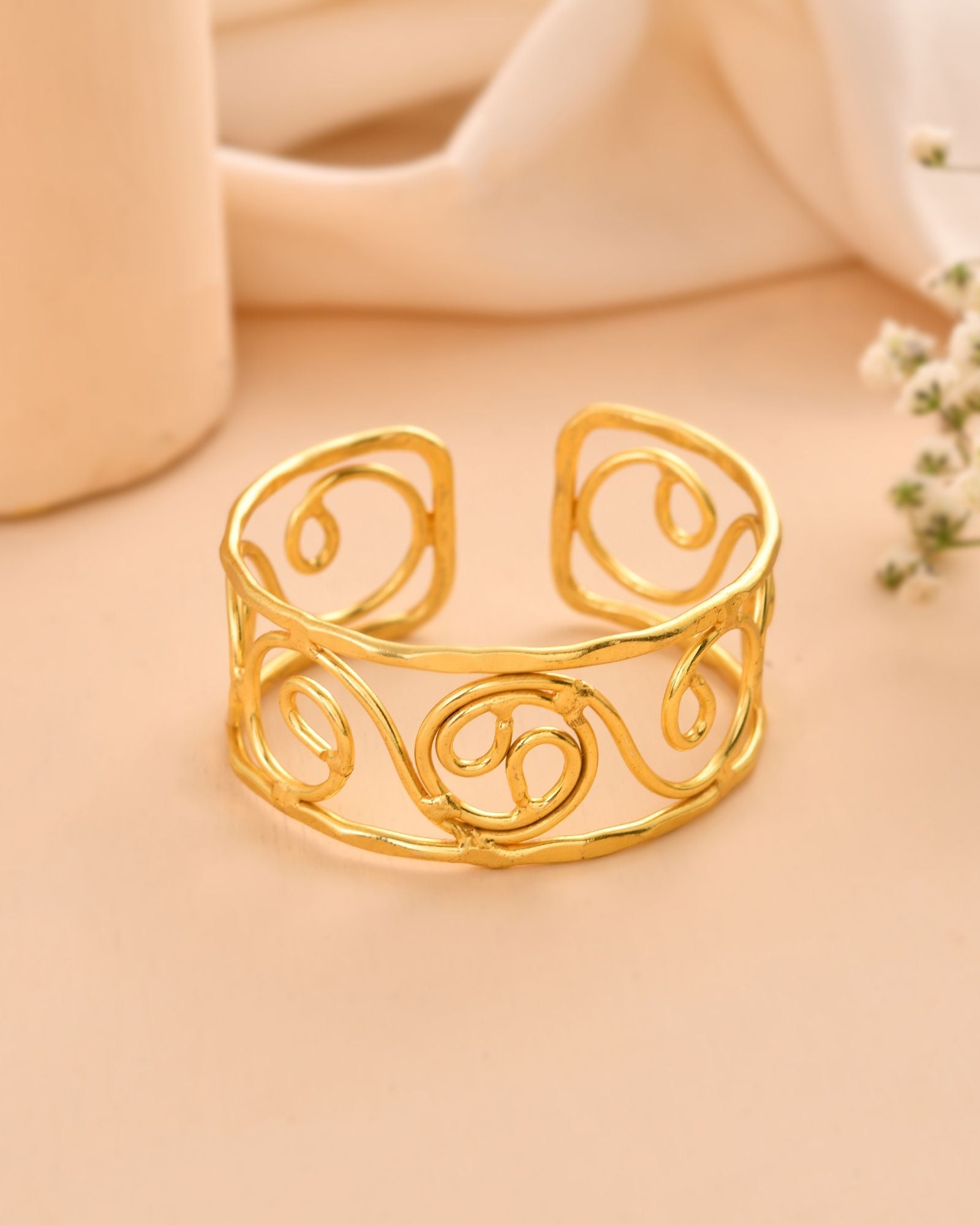 Jewels Nest Gold-Tone Spiral Open Cuff Bracelet For Women