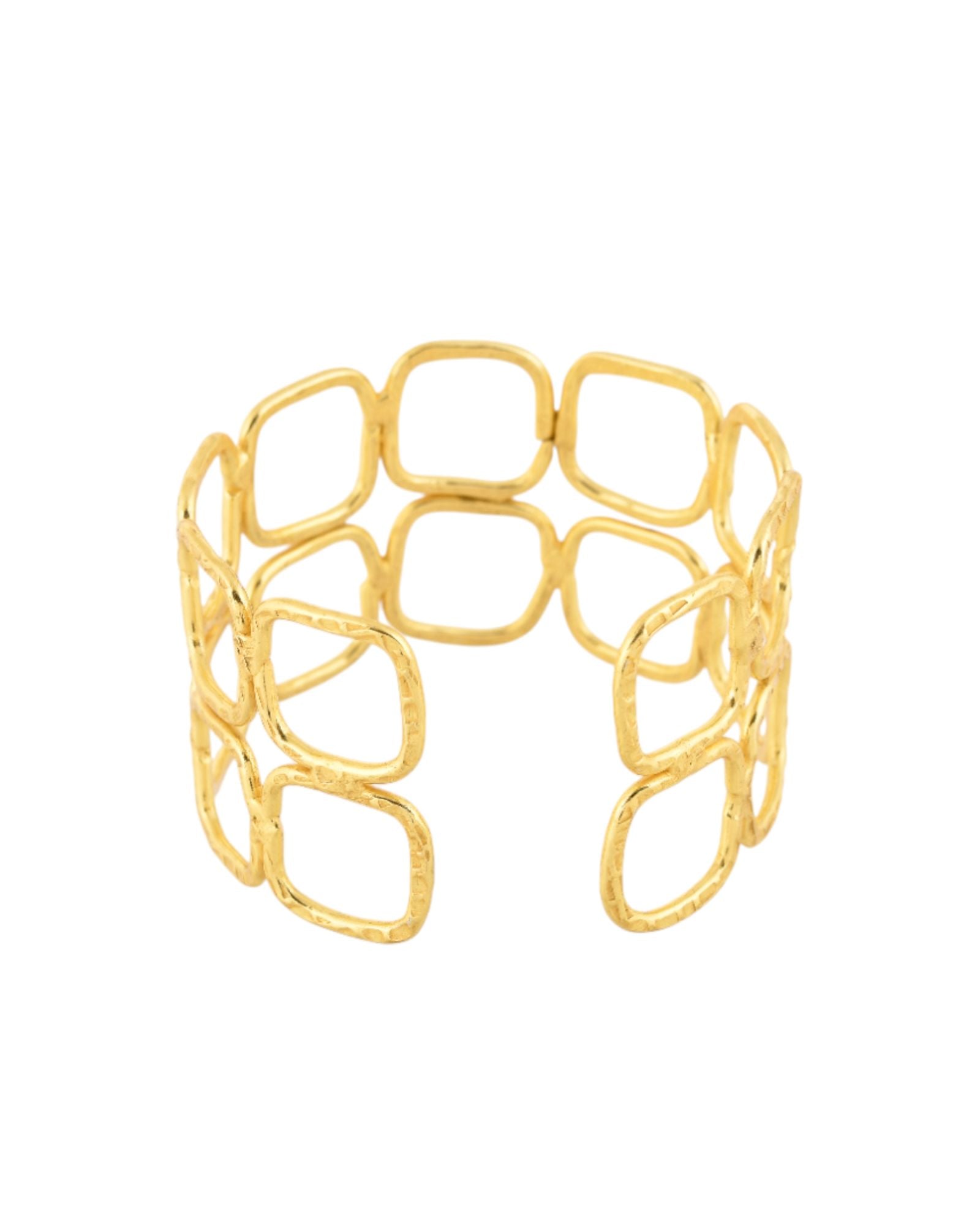 Jewels Nest Gold-Tone Geometric Link Cuff Bracelet For Women
