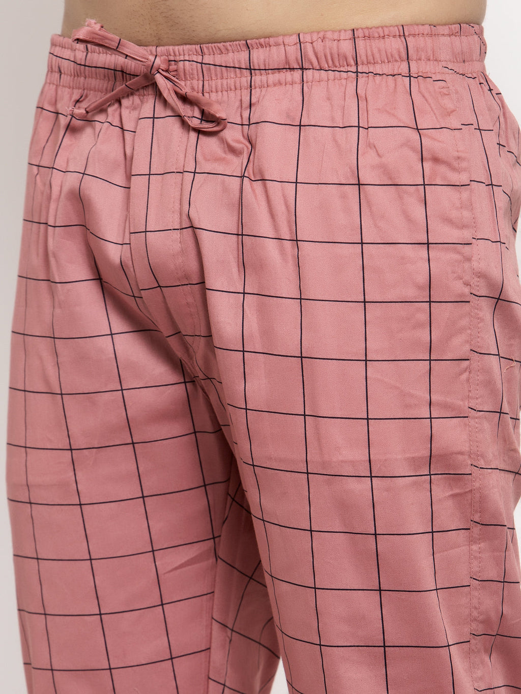 Jainish Men's Peach Checked Cotton Track Pants ( JOG 012Peach )