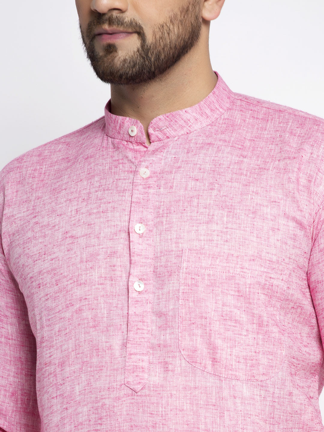 Jompers Men Pink And White Self Design Kurta with Pyjamas