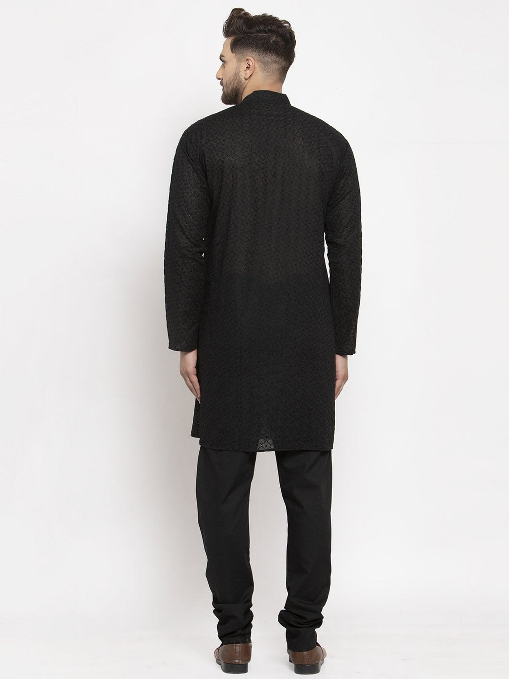 Jompers Men Black Chikan Kurta Only